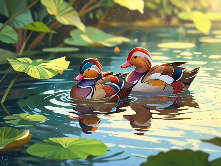 Leonardo Anime XL A pair of joyful mandarin ducks swimming pla 0