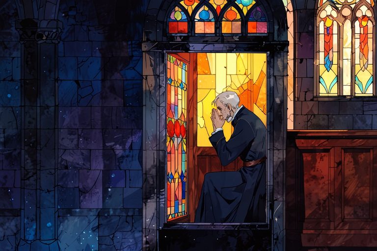 Leonardo Anime XL A medieval confessional booth with a person 2
