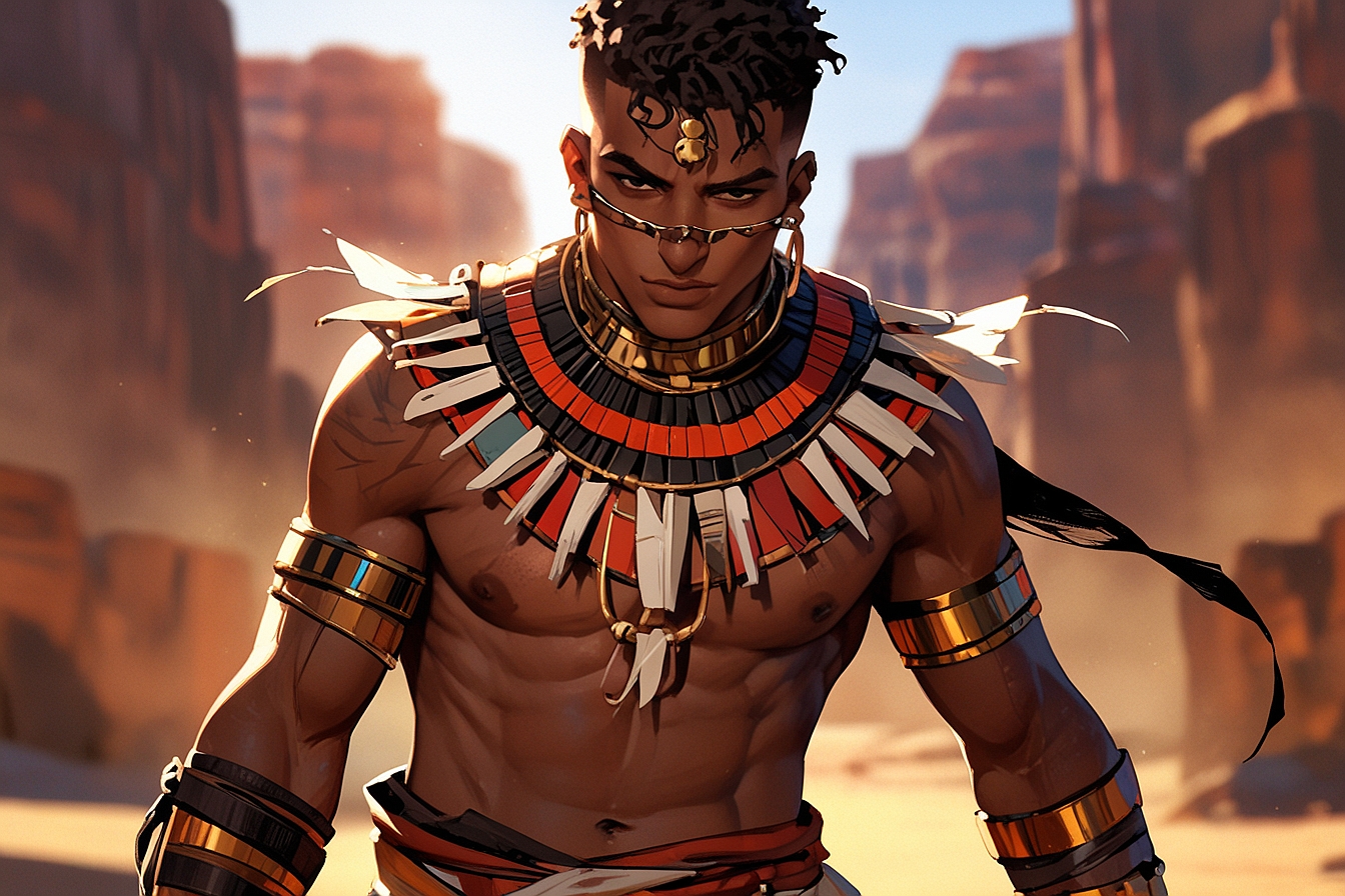 Leonardo Anime XL Ancient Egyptian warrior wearing a necklace 1