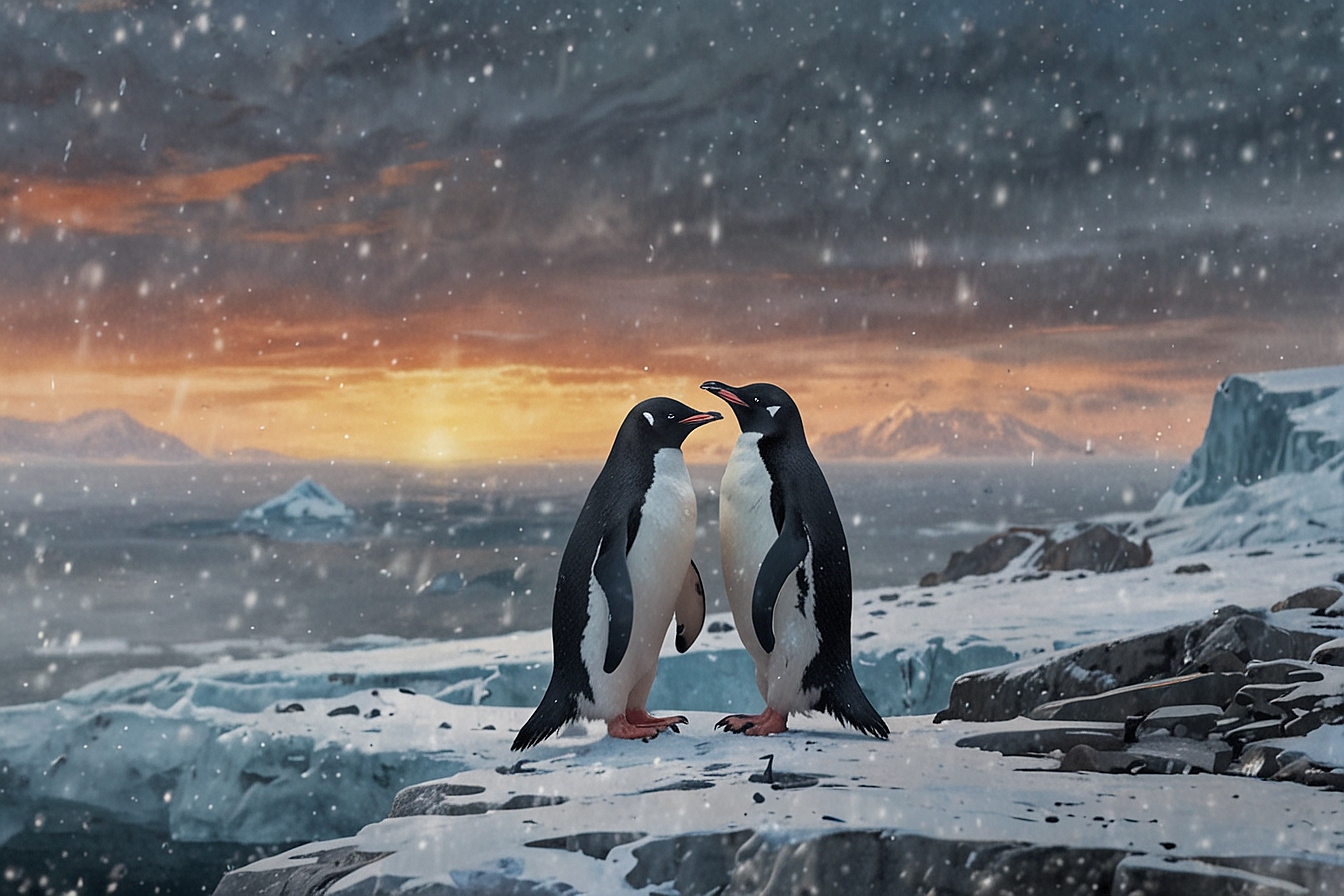 Leonardo Lightning XL A pair of Adelie penguins standing on an 1