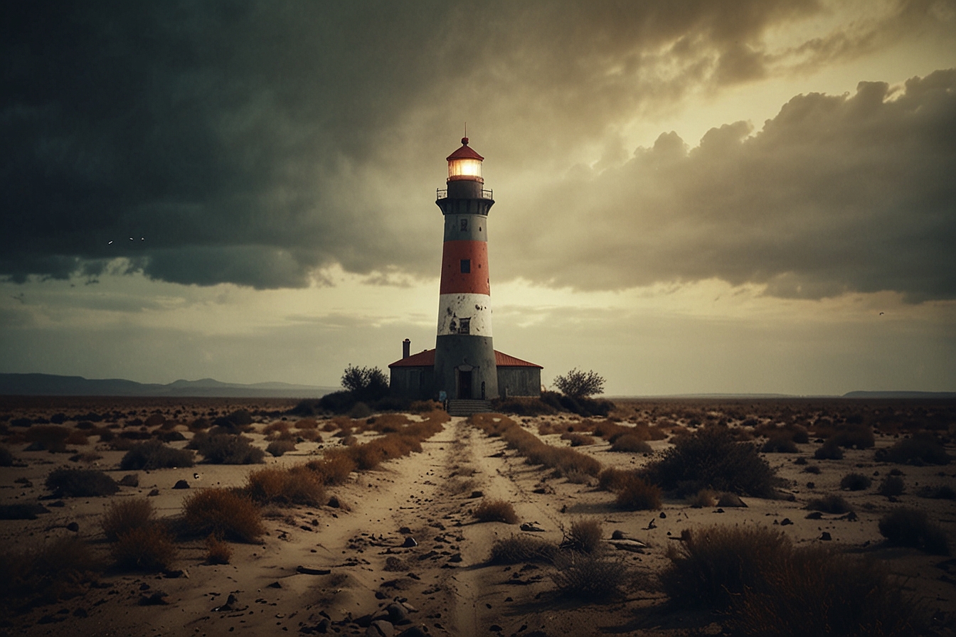 Leonardo Lightning XL Atmospheric concept art a lighthouse in 3