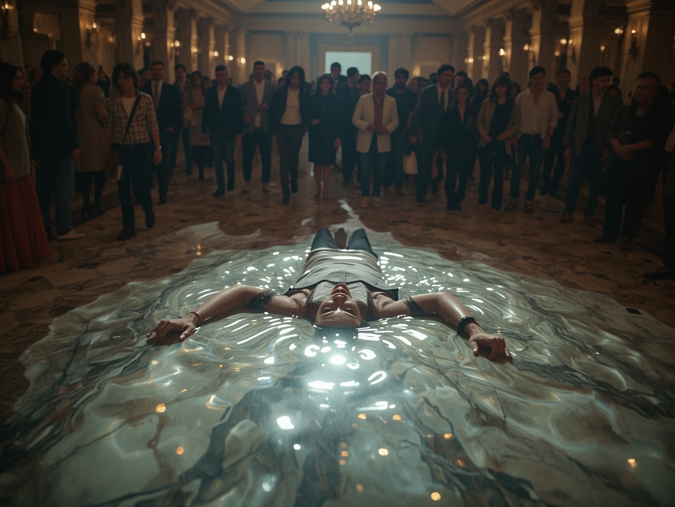 lucid realism a surreal and vibrant cinematic photo of Surrealism a person melting into a marb 0 1